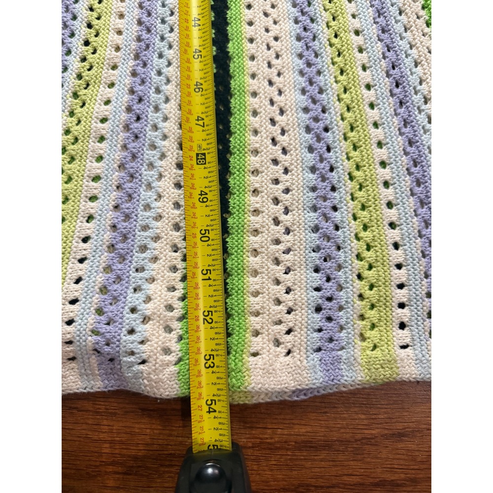Ciebon Womens Crochet Maxi Dress Green Purple Striped Sleeveless Open Knit Large - Picture 6 of 6